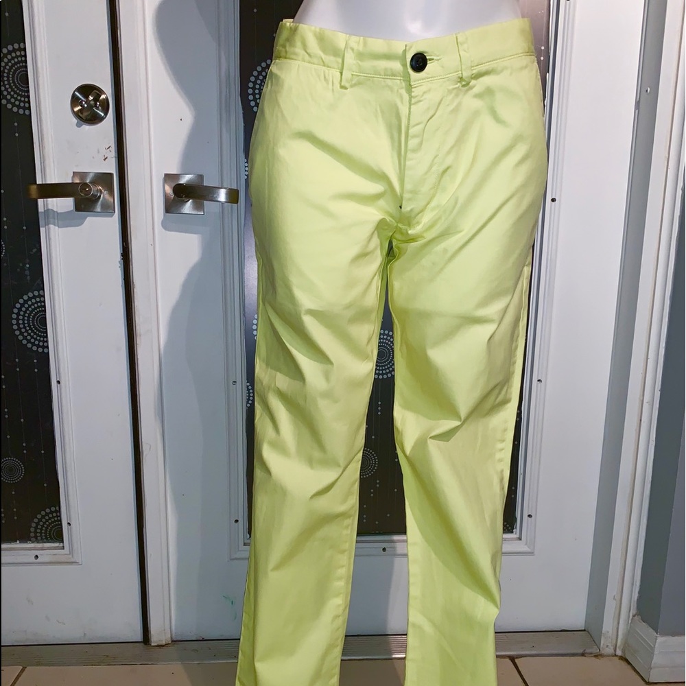 Club Monaco New York Yellow Cotton Slim Fit Pants